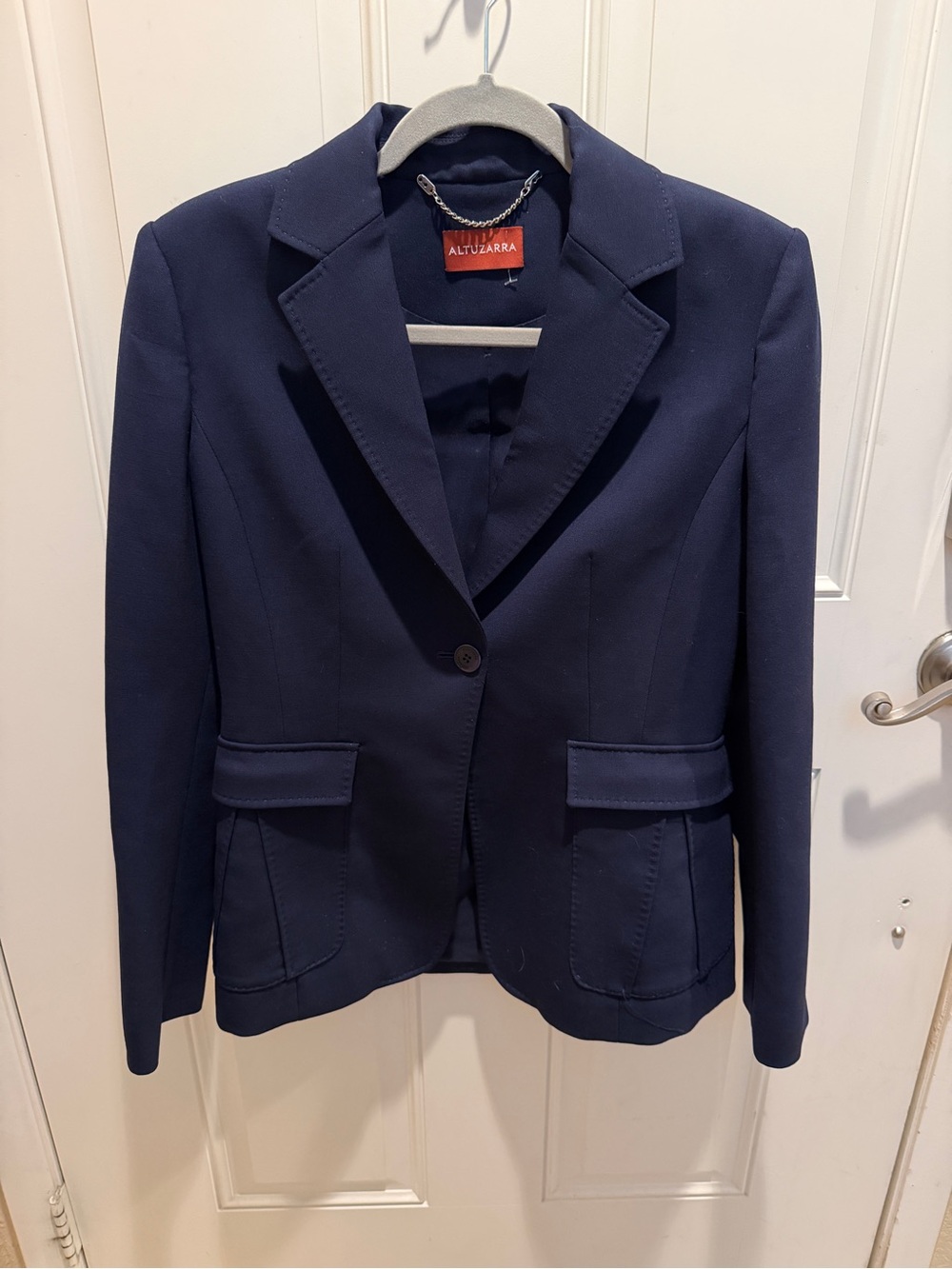 Altuzarra Navy Blue Wool Blazer One Button Size 40 EXCELLENT